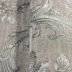 Luxury Silver Damask Textured 3D Embossed Wallpaper, Premium Non-Woven Wall Covering, 41.7"W x 398"H, Washable Removable for 
