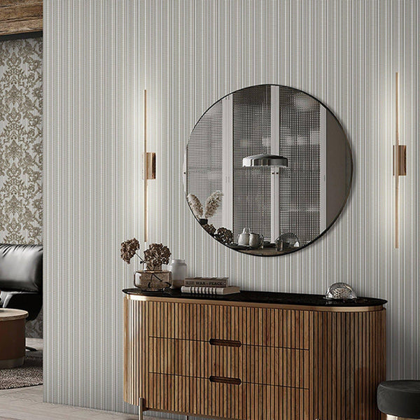 Luxury Brown Striped Stripe Textured Wallpaper, Contemporary Non-Woven Wall Covering, 41.7"W x 398"H, Washable Removable for 