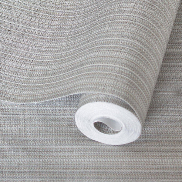 Luxury Brown Striped Stripe Textured Wallpaper, Contemporary Non-Woven Wall Covering, 41.7"W x 398"H, Washable Removable for 