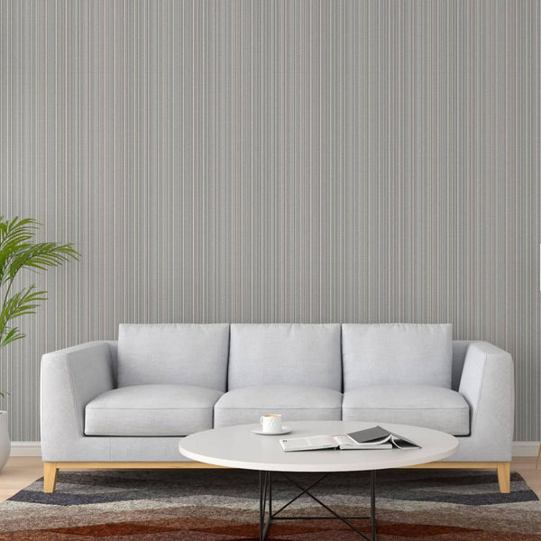 Luxury Brown Striped Stripe Textured Wallpaper, Contemporary Non-Woven Wall Covering, 41.7"W x 398"H, Washable Removable for 