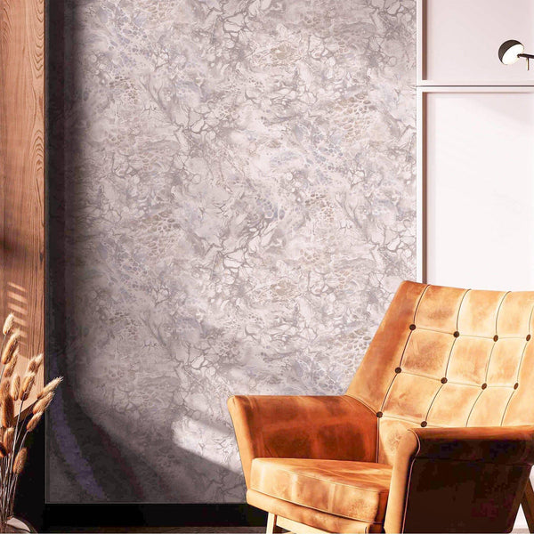 Luxury Gray Marble Stone Textured Wallpaper, Contemporary Non-Woven Wall Covering, 41.7"W x 614"H, Washable Removable for Liv