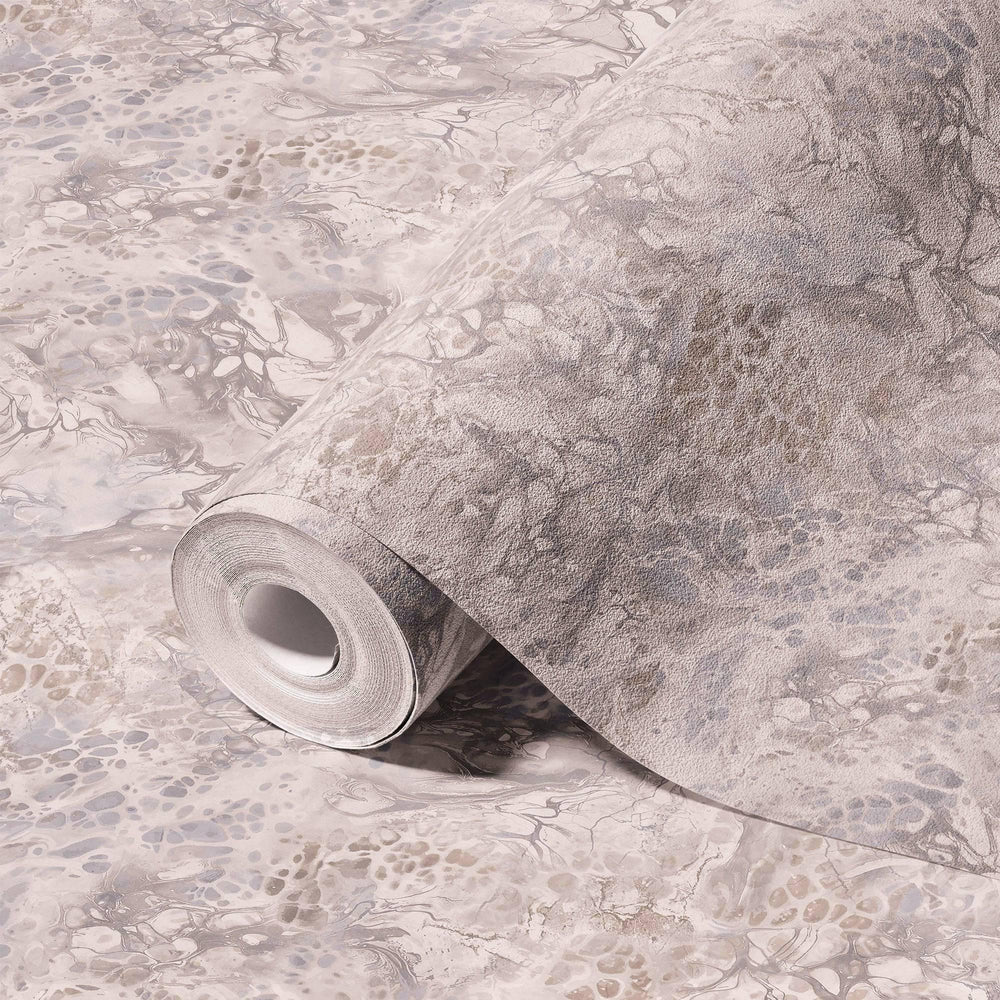 Luxury Gray Marble Stone Textured Wallpaper, Contemporary Non-Woven Wall Covering, 41.7"W x 614"H, Washable Removable for Liv