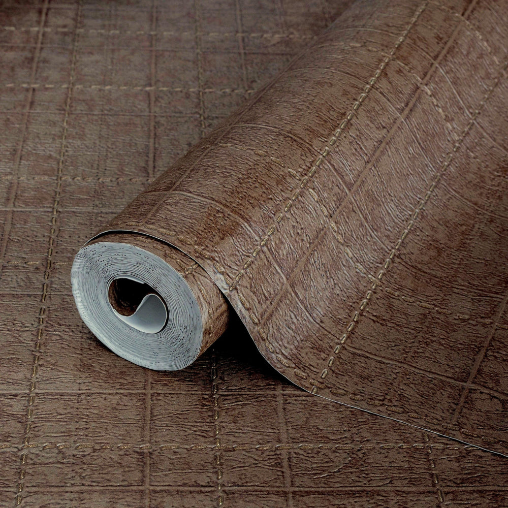 Luxury Brown Geometric Textured Wallpaper, Premium Non-Woven Wall Covering, 41.7"W x 398"H, Washable Removable for Living Roo