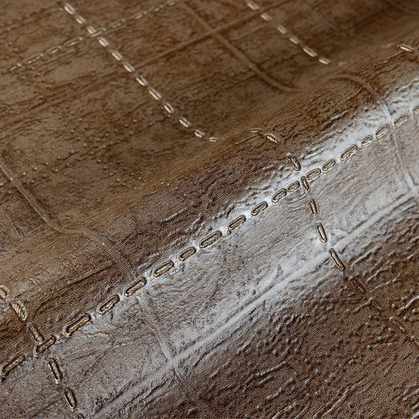 Luxury Brown Geometric Textured Wallpaper, Premium Non-Woven Wall Covering, 41.7"W x 398"H, Washable Removable for Living Roo