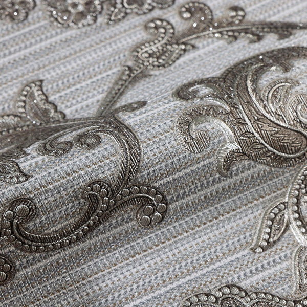 Luxury Gray Damask Striped Textured Wallpaper, Glam Non-Woven Wall Covering, 41.7"W x 398"H, Washable Removable for Living Ro