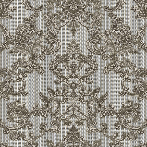 Luxury Gray Damask Striped Textured Wallpaper, Glam Non-Woven Wall Covering, 41.7"W x 398"H, Washable Removable for Living Ro