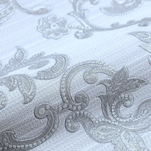 Luxury Silver Damask Striped Textured Wallpaper, Victorian Non-Woven Wall Covering, 41.7"W x 398"H, Washable Removable for Li