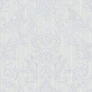 Luxury Gray Damask Striped Textured Wallpaper, Victorian Non-Woven Wall Covering, 41.7"W x 398"H, Washable Removable for Livi