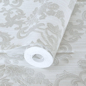 Luxury Gray Damask Striped Textured Wallpaper, Victorian Non-Woven Wall Covering, 41.7"W x 398"H, Washable Removable for Livi