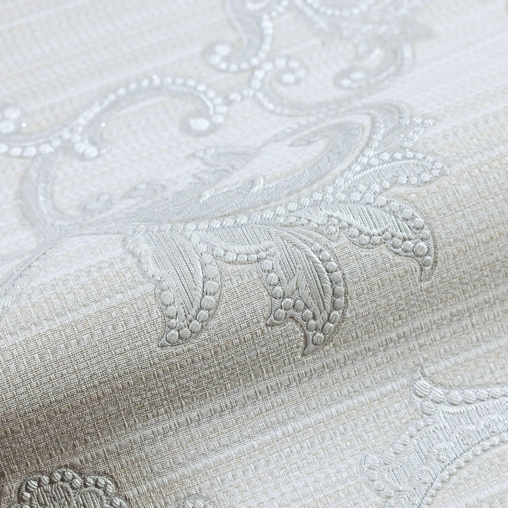 Luxury Gray Damask Striped Textured Wallpaper, Victorian Non-Woven Wall Covering, 41.7"W x 398"H, Washable Removable for Livi