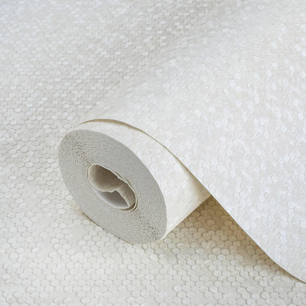 Luxury White Textured Embossed 3D Embossed Wallpaper, Premium Non-Woven Wall Covering, 41.7"W x 398"H, Washable Removable for