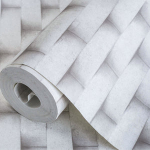 Luxury Ivory Geometric Textured Wallpaper, Premium Non-Woven Wall Covering, 41.7"W x 398"H, Washable Removable for Living Roo