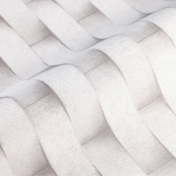 Luxury Ivory Geometric Textured Wallpaper, Premium Non-Woven Wall Covering, 41.7"W x 398"H, Washable Removable for Living Roo