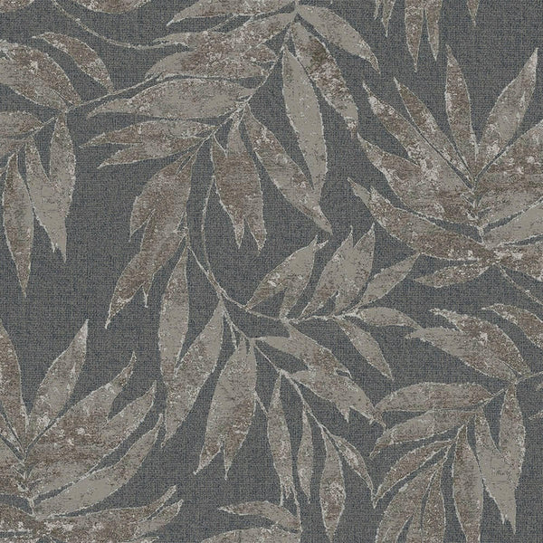 Luxury Blue Leaves Tropical Textured Wallpaper, Farmhouse Non-Woven Wall Covering, 41.7"W x 398"H, Washable Removable for Liv
