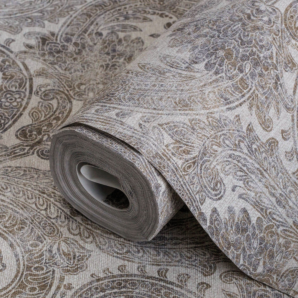 Luxury Ivory Abstract Paisley Textured Wallpaper, Boho Non-Woven Wall Covering, 41.7"W x 398"H, Washable Removable for Living