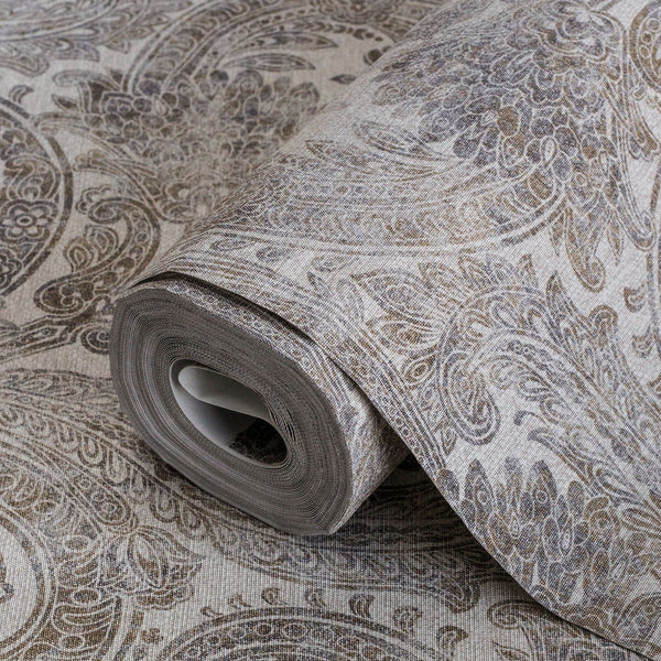 Luxury Ivory Abstract Paisley Textured Wallpaper, Boho Non-Woven Wall Covering, 41.7"W x 398"H, Washable Removable for Living