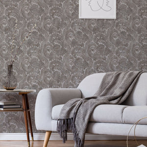 Luxury Ivory Abstract Paisley Textured Wallpaper, Boho Non-Woven Wall Covering, 41.7"W x 398"H, Washable Removable for Living