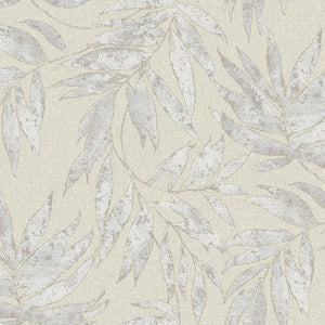 Luxury Gray Leaves Tropical Textured Wallpaper, Farmhouse Non-Woven Wall Covering, 41.7"W x 398"H, Washable Removable for Liv