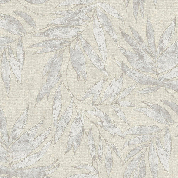 Luxury Gray Leaves Tropical Textured Wallpaper, Farmhouse Non-Woven Wall Covering, 41.7"W x 398"H, Washable Removable for Liv