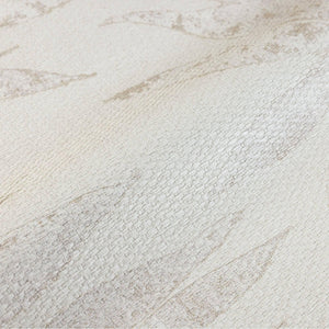 Luxury White Leaves Tropical Textured Wallpaper, Premium Non-Woven Wall Covering, 41.7"W x 398"H, Washable Removable for Livi
