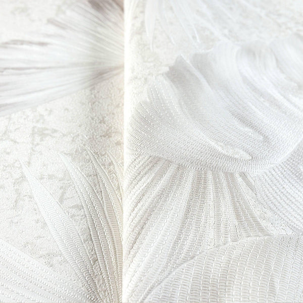 Luxury White Bird Birds 3D Embossed Wallpaper, Boho Non-Woven Wall Covering, 41.7"W x 614"H, Washable Removable for Living Ro