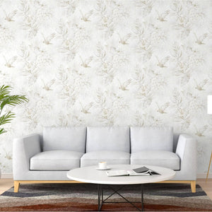 Luxury White Bird Birds 3D Embossed Wallpaper, Boho Non-Woven Wall Covering, 41.7"W x 614"H, Washable Removable for Living Ro