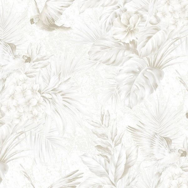 Luxury White Bird Birds 3D Embossed Wallpaper, Boho Non-Woven Wall Covering, 41.7"W x 614"H, Washable Removable for Living Ro