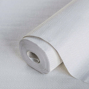Luxury White Chevron Fabric Textured Wallpaper, Modern Non-Woven Wall Covering, 41.7"W x 614"H, Washable Removable for Living