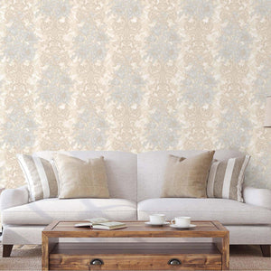 Luxury White Floral Damask 3D Embossed Wallpaper, Premium Non-Woven Wall Covering, 41.7"W x 398"H, Washable Removable for Liv