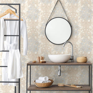 Luxury White Floral Damask 3D Embossed Wallpaper, Premium Non-Woven Wall Covering, 41.7"W x 398"H, Washable Removable for Liv