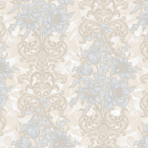 Luxury White Floral Damask 3D Embossed Wallpaper, Premium Non-Woven Wall Covering, 41.7"W x 398"H, Washable Removable for Liv