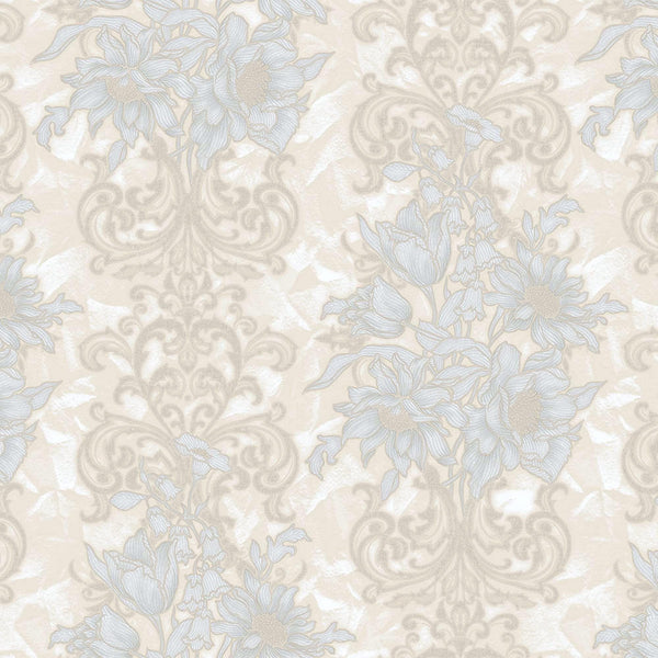 Luxury White Floral Damask 3D Embossed Wallpaper, Premium Non-Woven Wall Covering, 41.7"W x 398"H, Washable Removable for Liv