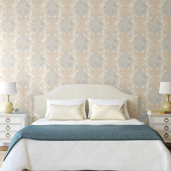 Luxury White Floral Damask 3D Embossed Wallpaper, Premium Non-Woven Wall Covering, 41.7"W x 398"H, Washable Removable for Liv