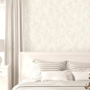 Luxury White Abstract Distressed Wallpaper, Contemporary Non-Woven Wall Covering, 41.7"W x 398"H, Washable Removable for Livi