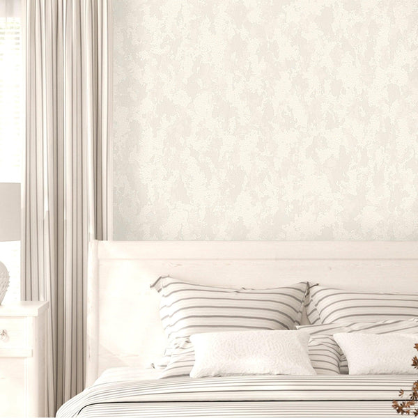 Luxury White Abstract Distressed Wallpaper, Contemporary Non-Woven Wall Covering, 41.7"W x 398"H, Washable Removable for Livi