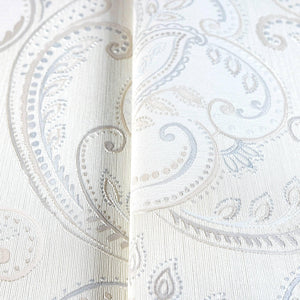 Luxury White Damask Textured 3D Embossed Wallpaper, Victorian Non-Woven Wall Covering, 41.7"W x 614"H, Washable Removable for