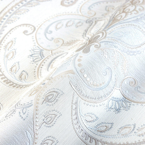 Luxury White Damask Textured 3D Embossed Wallpaper, Victorian Non-Woven Wall Covering, 41.7"W x 614"H, Washable Removable for