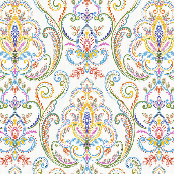 Luxury White Damask Textured 3D Embossed Wallpaper, Victorian Non-Woven Wall Covering, 41.7"W x 614"H, Washable Removable for