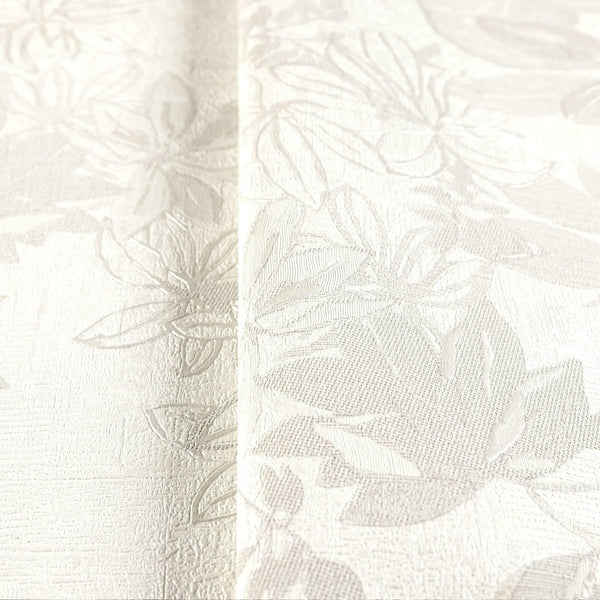 Luxury White Floral Leaves 3D Embossed Wallpaper, Contemporary Non-Woven Wall Covering, 41.7"W x 614"H, Washable Removable fo