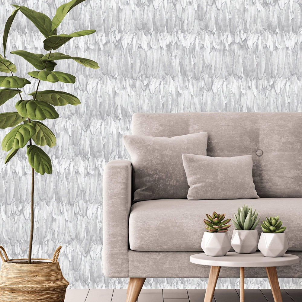 Luxury White Bird Birds 3D Embossed Wallpaper, Traditional Non-Woven Wall Covering, 41.7"W x 614"H, Washable Removable for Li