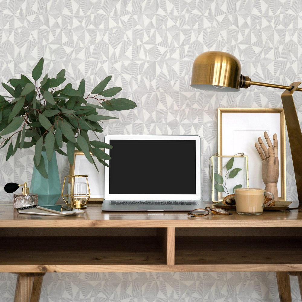 Luxury Ivory Geometric Abstract 3D Embossed Wallpaper, Boho Non-Woven Wall Covering, 41.7"W x 614"H, Washable Removable for L