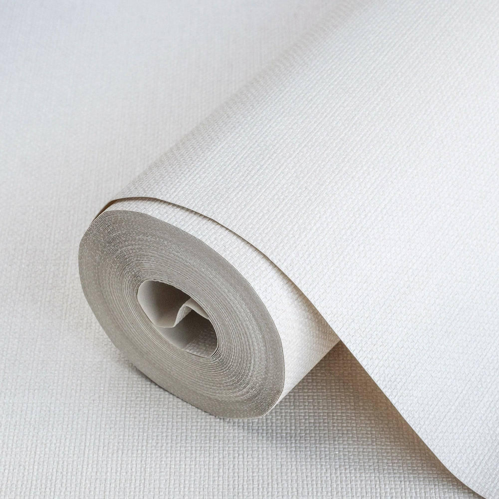 Luxury White Fabric Textured Wallpaper, Coastal Non-Woven Wall Covering, 41.7"W x 614"H, Washable Removable for Living Room B