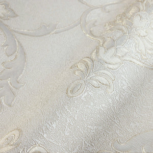 Luxury White Damask Embossed 3D Embossed Wallpaper, Country Non-Woven Wall Covering, 41.7"W x 398"H, Washable Removable for L
