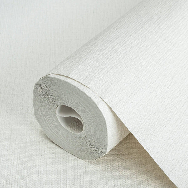 Luxury White Textured Wallpaper, Coastal Non-Woven Wall Covering, 41.7"W x 614"H, Washable Removable for Living Room Bedroom 