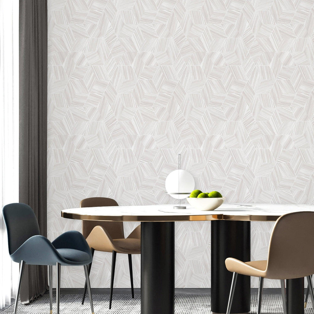 Luxury Gray Geometric Embossed 3D Embossed Wallpaper, Traditional Non-Woven Wall Covering, 41.7"W x 398"H, Washable Removable