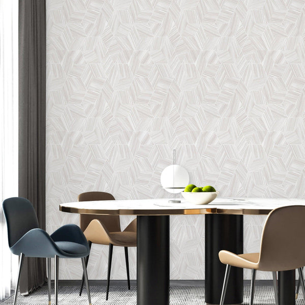 Luxury Gray Geometric Embossed 3D Embossed Wallpaper, Traditional Non-Woven Wall Covering, 41.7"W x 398"H, Washable Removable