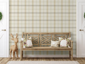 Luxury White Plaid Textured Wallpaper, Farmhouse Non-Woven Wall Covering, 41.7"W x 614"H, Washable Removable for Living Room 