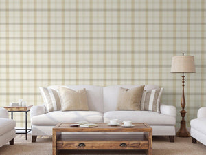 Luxury White Plaid Textured Wallpaper, Farmhouse Non-Woven Wall Covering, 41.7"W x 614"H, Washable Removable for Living Room 