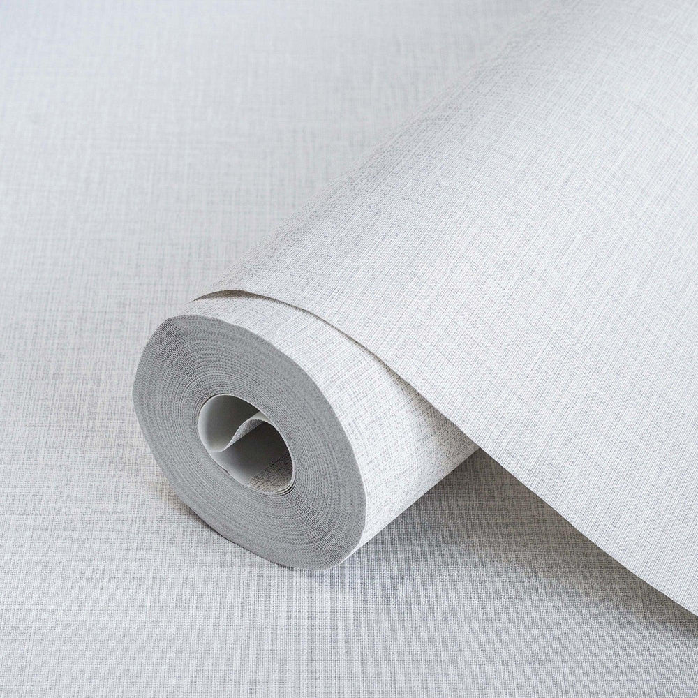 Luxury White Fabric Textured Wallpaper, Coastal Non-Woven Wall Covering, 41.7"W x 614"H, Washable Removable for Living Room B