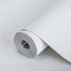 Luxury White Fabric Textured Wallpaper, Coastal Non-Woven Wall Covering, 41.7"W x 614"H, Washable Removable for Living Room B
